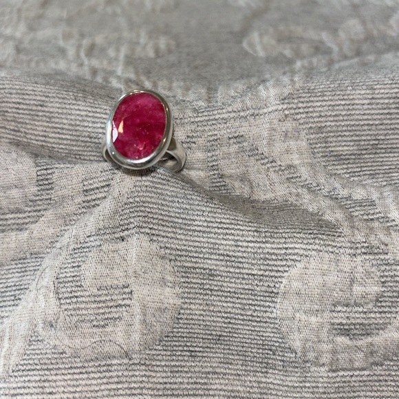 Red Ruby Oval ring, July birthstone silver ring, 925 silver rings Sizes 6, 7, 8 - Picture 6 of 10